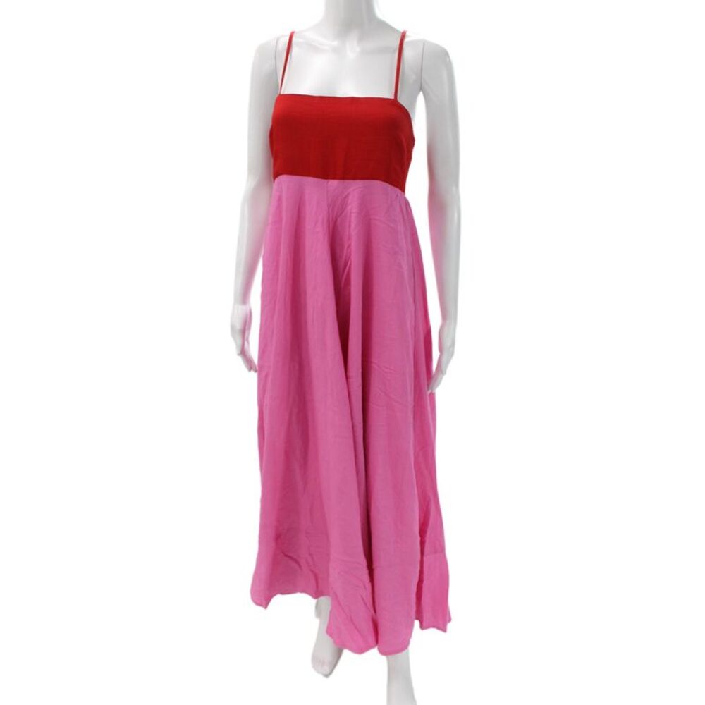We're All Pretty Girls Womens Maxi Dress Pink Square Neck Sleeveless Size L